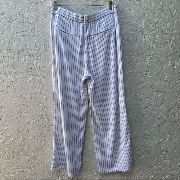 ABERCROMBIE Pants Women 32 High Ultra Wide Leg Linen Pinstripe Office Resort - Picture 7 of 12